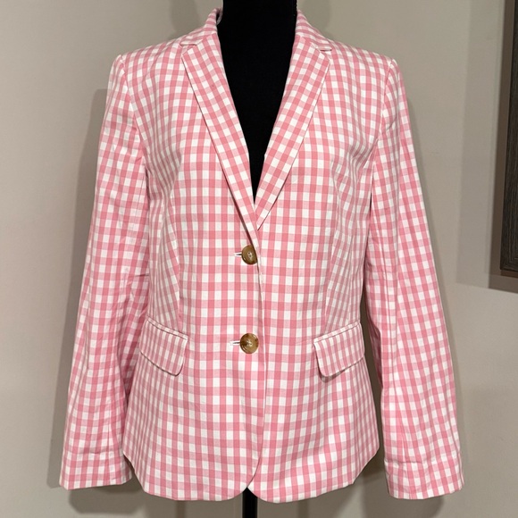 Talbots Jackets & Blazers - NWT Talbots Pink and White Gingham Blazer